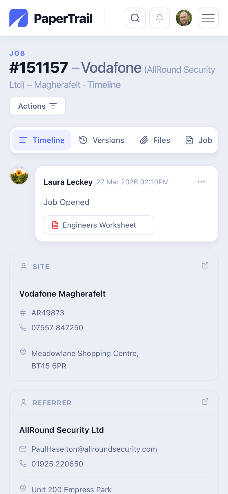 PaperTrail mobile app